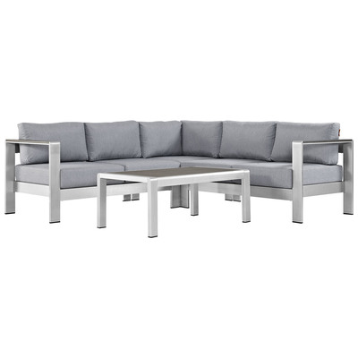 Outdoor Sofas and Sectionals Modway Furniture Shore Silver Gray EEI-2559-SLV-GRY 889654091097 Sofa Sectionals Black ebonyGray GreySilver Loveseat Sectional Sofa Canvas Gray Light GraySilver Complete Vanity Sets 