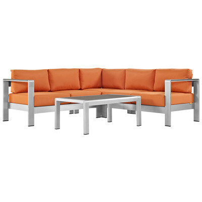 Outdoor Sofas and Sectionals Modway Furniture Shore Silver Orange EEI-2559-SLV-ORA 889654091110 Sofa Sectionals Black ebonyOrange Silver Loveseat Sectional Sofa Canvas Silver Complete Vanity Sets 