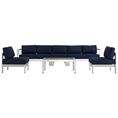 Modway Furniture Outdoor Sofas and Sectionals, Black,ebonyBlue,navy,teal,turquiose,indigo,aqua,SeafoamGreen,emerald,tealSilver, Loveseat,Sectional,Sofa, Canvas,Navy,Silver, Complete Vanity Sets, Sofa Sectionals, 889654