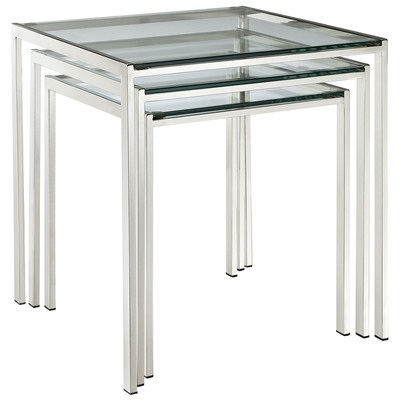 Accent Tables Modway Furniture Nimble Silver EEI-257 848387007089 Tables Silver Glass Tables glassAccent Table Complete Vanity Sets 