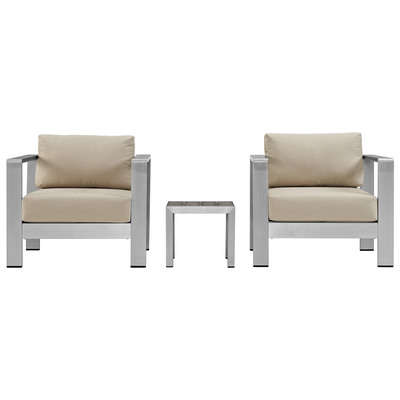Modway Furniture Outdoor Sofas and Sectionals, Beige,Black,ebonyCream,beige,ivory,sand,nudeSilver, Loveseat,Sectional,Sofa, Canvas,Silver, Complete Vanity Sets, Sofa Sectionals, 889654092735, EEI-2599-SLV-BEI