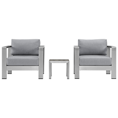 Modway Furniture Outdoor Sofas and Sectionals, Black,ebonyGray,GreySilver, Loveseat,Sectional,Sofa, Canvas,Gray,Light GraySilver, Complete Vanity Sets, Sofa Sectionals, 889654092742, EEI-2599-SLV-GRY