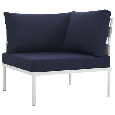 Modway Furniture Outdoor Sofas and Sectionals, Blue,navy,teal,turquiose,indigo,aqua,SeafoamGreen,emerald,tealWhite,snow, Loveseat,Sectional,Sofa, Navy,White, Complete Vanity Sets, Sofa Sectionals, 889654094050, EEI-2601-WHI-NAV