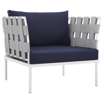 Chairs Modway Furniture Harmony White Navy EEI-2602-WHI-NAV 889654094098 Sofa Sectionals Blue navy teal turquiose indig Complete Vanity Sets 