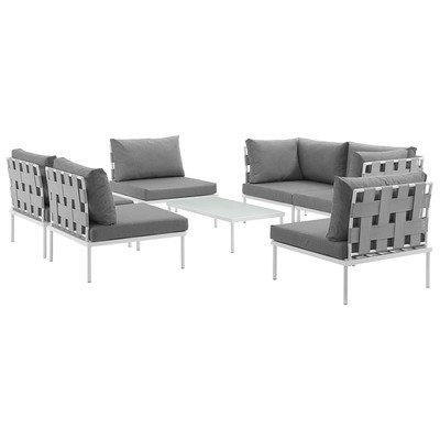 Modway Furniture Outdoor Sofas and Sectionals, Gray,GreyWhite,snow, Loveseat,Sectional,Sofa, Gray,Light GrayWhite, Complete Vanity Sets, Sofa Sectionals, 889654098799, EEI-2617-WHI-GRY-SET