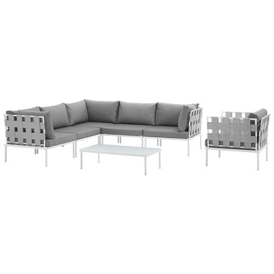 Modway Furniture Outdoor Sofas and Sectionals, Gray,GreyWhite,snow, Loveseat,Sectional,Sofa, Gray,Light GrayWhite, Complete Vanity Sets, Sofa Sectionals, 889654098911, EEI-2620-WHI-GRY-SET