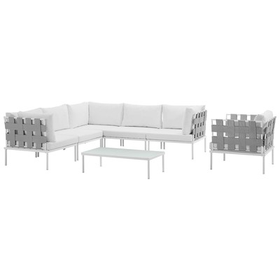 Modway Furniture Outdoor Sofas and Sectionals, White,snow, Loveseat,Sectional,Sofa, White, Complete Vanity Sets, Sofa Sectionals, 889654098935, EEI-2620-WHI-WHI-SET