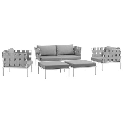 Modway Furniture Outdoor Sofas and Sectionals, Gray,GreyWhite,snow, Loveseat,Sectional,Sofa, Gray,Light GrayWhite, Complete Vanity Sets, Sofa Sectionals, 889654098959, EEI-2621-WHI-GRY-SET