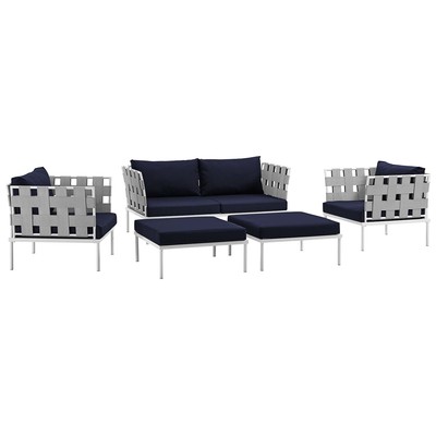 Modway Furniture Outdoor Sofas and Sectionals, Blue,navy,teal,turquiose,indigo,aqua,SeafoamGreen,emerald,tealWhite,snow, Loveseat,Sectional,Sofa, Navy,White, Complete Vanity Sets, Sofa Sectionals, 889654098966, EEI-2621-WHI-NAV-SET