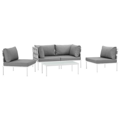 Modway Furniture Outdoor Sofas and Sectionals, Gray,GreyWhite,snow, Loveseat,Sectional,Sofa, Gray,Light GrayWhite, Complete Vanity Sets, Sofa Sectionals, 889654098997, EEI-2622-WHI-GRY-SET