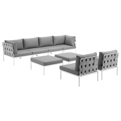 Modway Furniture Outdoor Sofas and Sectionals, Gray,GreyWhite,snow, Loveseat,Sectional,Sofa, Gray,Light GrayWhite, Complete Vanity Sets, Sofa Sectionals, 889654099079, EEI-2624-WHI-GRY-SET