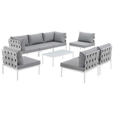 Modway Furniture Outdoor Sofas and Sectionals, Gray,GreyWhite,snow, Loveseat,Sectional,Sofa, Gray,Light GrayWhite, Complete Vanity Sets, Sofa Sectionals, 889654099116, EEI-2625-WHI-GRY-SET