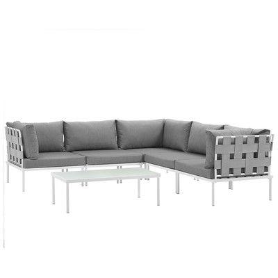 Modway Furniture Outdoor Sofas and Sectionals, Gray,GreyWhite,snow, Loveseat,Sectional,Sofa, Gray,Light GrayWhite, Complete Vanity Sets, Sofa Sectionals, 889654099192, EEI-2627-WHI-GRY-SET