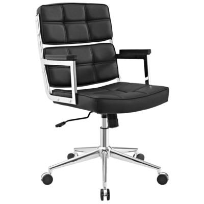 Office Chairs Modway Furniture Portray Black EEI-2685-BLK 889654102304 Office Chairs Blackebony Chrome Metal Steel Stainless S Black Metal Aluminum Chrome St 