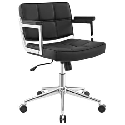 Office Chairs Modway Furniture Portray Black EEI-2686-BLK 889654102342 Office Chairs Blackebony Chrome Metal Steel Stainless S Black Metal Aluminum Chrome St 