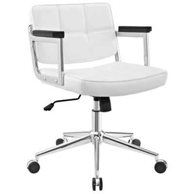 Office Chairs Modway Furniture Portray White EEI-2686-WHI 889654102373 Office Chairs Whitesnow Chrome Metal Steel Stainless S Metal Aluminum Chrome Stainles 