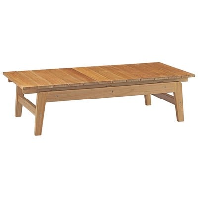 Modway Furniture Coffee Tables, Whitesnow, Teak,White,Wood,Plywood,Hardwoods,MDF,MINDI VENEERS WITH POPLAT SOLLIDS OVER MDFCORES, Bar and Dining, 889654102427, EEI-2699-NAT,Low (under 14 in.)