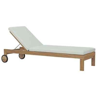 Outdoor Beds Modway Furniture Upland Natural White EEI-2711-NAT-WHI 889654102557 Daybeds and Lounges White snow Natural White Natural WHITE Teak Chaise 