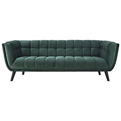 Sofas and Loveseat Modway Furniture Bestow Green EEI-2731-GRN 889654106609 Sofas and Armchairs BlackebonyBluenavytealturquios Loveseat Love seatSofa Polyester Velvet Contemporary Contemporary/Mode Sofa Set setTufted tufting 