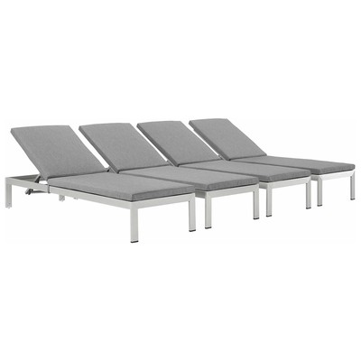 Modway Furniture Outdoor Sofas and Sectionals, Black,ebonyGray,GreySilver, Sofa, Gray,Light GraySilver, Complete Vanity Sets, Daybeds and Lounges, 889654099352, EEI-2738-SLV-GRY-SET
