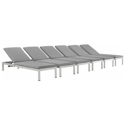 Modway Furniture Outdoor Sofas and Sectionals, Black,ebonyGray,GreySilver, Sofa, Gray,Light GraySilver, Complete Vanity Sets, Daybeds and Lounges, 889654099734, EEI-2739-SLV-GRY-SET