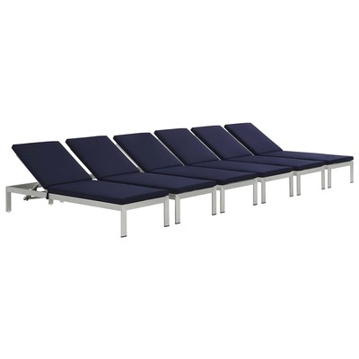 Modway Furniture Outdoor Sofas and Sectionals, Black,ebonyBlue,navy,teal,turquiose,indigo,aqua,SeafoamGreen,emerald,tealSilver, Sofa, Navy,Silver, Complete Vanity Sets, Daybeds and Lounges, 889654099758, EEI-2739-SLV-NAV-SET