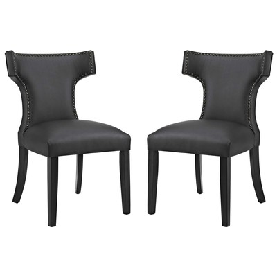 Dining Room Chairs Modway Furniture Curve Black EEI-2740-BLK-SET 889654100744 Dining Chairs Black ebony Side Chair HARDWOOD Wood MDF Plywood Beec Black DarkVinyl Wood Plywood 
