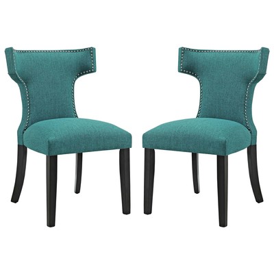 Dining Room Chairs Modway Furniture Curve Teal EEI-2741-TEA-SET 889654102625 Dining Chairs Blue navy teal turquiose indig Side Chair HARDWOOD Wood MDF Plywood Beec Blue Laguna Navy Rein Sea Teal 