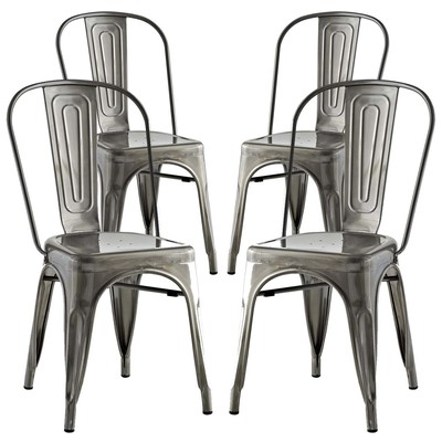 Modway Furniture Dining Room Chairs, Side Chair, Steel,Metal,Iron, Metal,Aluminum,steel,GunMetal,Iron,TITANIUM,BRONZE, Dining Chairs, 889654104971, EEI-2750-GME-SET