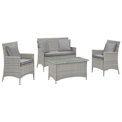 Outdoor Sofas and Sectionals Modway Furniture Bridge Light Gray Gray EEI-2763-LGR-GRY 889654106760 Sofa Sectionals Gray Grey Sofa Gray Light Gray 