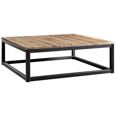 Modway Furniture Coffee Tables, black ebony brown sable, Metal,Iron,Steel,Aluminum,Alu+ PE wicker+ glassWood,Plywood,Hardwoods,MDF,MINDI VENEERS WITH POPLAT SOLLIDS OVER MDFCORES, Tables, 889654099826, EEI-2775-BRN,Standard (14 - 22 in.)
