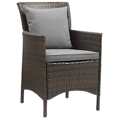 Dining Room Chairs Modway Furniture Conduit Brown Gray EEI-2801-BRN-GRY 889654117971 Sofa Sectionals Brown sableGray Grey Armchair Arm Steel Metal Iron Brown WALNUTGray Smoke SMOKED 