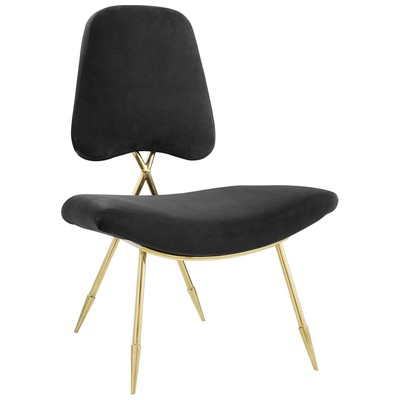 Chairs Modway Furniture Ponder Black EEI-2809-BLK 889654108641 Lounge Chairs and Chaises Black ebonyGold Lounge Chairs Lounge 