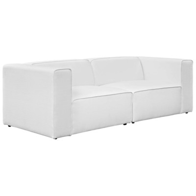 Sofas and Loveseat Modway Furniture Mingle White EEI-2825-WHI 889654110743 Sofas and Armchairs Whitesnow Chaise LoungeLoveseat Love sea Polyester Contemporary Contemporary/Mode Sofa Set set 