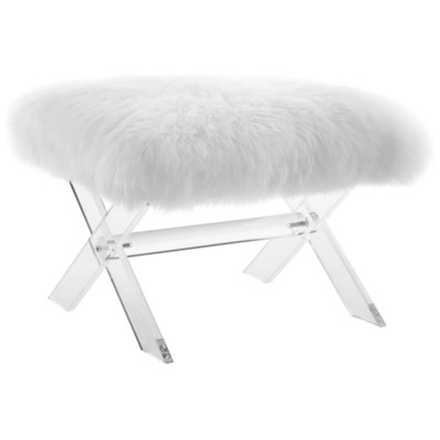 Ottomans and Benches Modway Furniture Swift Clear White EEI-2843-CLR-WHI 889654110064 Benches and Stools White snow 