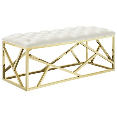 Modway Furniture Ottomans and Benches, cream, ,beige, ,ivory, ,sand, ,nude, gold, Benches and Stools, 889654111177, EEI-2847-GLD-IVO