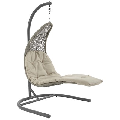 Outdoor Beds Modway Furniture Landscape Light Gray Beige EEI-2952-LGR-BEI 889654146643 Daybeds and Lounges Beige Cream beige ivory sand n Light Gray Light Gray Beige Li Steel Synthetic Rattan Chaise Chair Hanging 