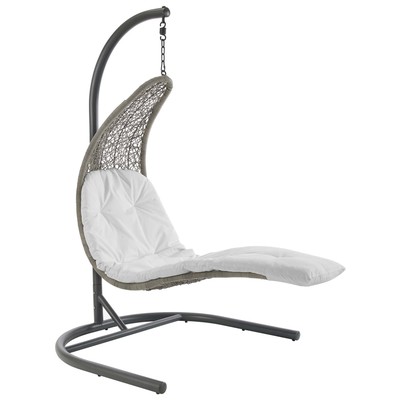Outdoor Beds Modway Furniture Landscape Light Gray White EEI-2952-LGR-WHI 889654146698 Daybeds and Lounges Gray GreyRed Burgundy rubyWhit Light Gray Light Gray Beige Li Steel Synthetic Rattan Chaise Chair Hanging 