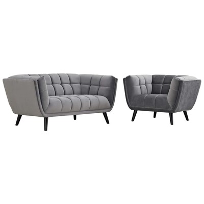 Chairs Modway Furniture Bestow Gray EEI-2973-GRY-SET 889654123538 Sofas and Armchairs Black ebonyGray Grey 