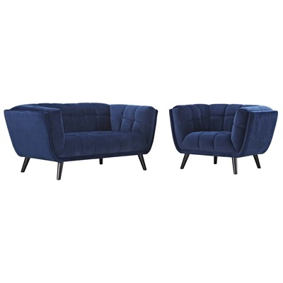 Modway Furniture Chairs, black, ,ebony, blue, ,navy, ,teal, ,turquiose, ,indigo,aqua,Seafoam, green, , ,emerald, ,teal, Sofas and Armchairs, 889654123545, EEI-2973-NAV-SET