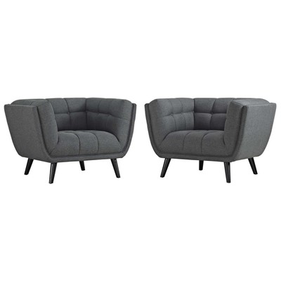Chairs Modway Furniture Bestow Gray EEI-2982-GRY-SET 889654126713 Sofas and Armchairs Black ebonyGray Grey 