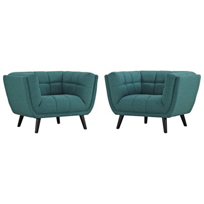 Modway Furniture Chairs, black, ,ebony, blue, ,navy, ,teal, ,turquiose, ,indigo,aqua,Seafoam, green, , ,emerald, ,teal, Sofas and Armchairs, 889654126720, EEI-2982-TEA-SET