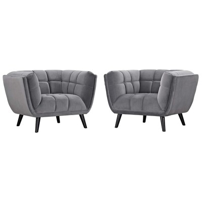 Chairs Modway Furniture Bestow Gray EEI-2983-GRY-SET 889654126744 Sofas and Armchairs Black ebonyGray Grey 