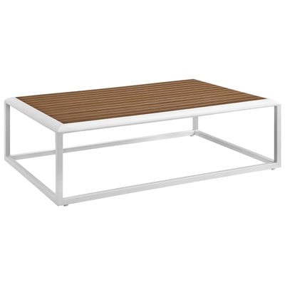 Modway Furniture Coffee Tables, Whitesnow, Metal,Iron,Steel,Aluminum,Alu+ PE wicker+ glassWhite,Wood,Plywood,Hardwoods,MDF,MINDI VENEERS WITH POPLAT SOLLIDS OVER MDFCORES, Sofa Sectionals, 889654123606, EEI-3021-WHI-NAT,Low (under 14 in.)
