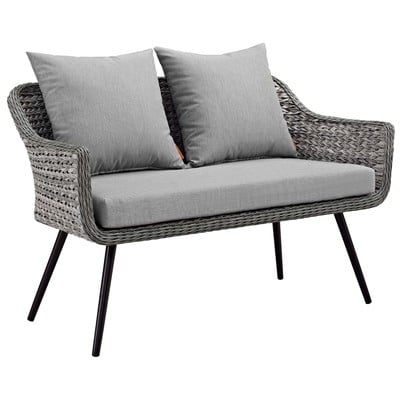 Sofas and Loveseat Modway Furniture Endeavor Gray Gray EEI-3024-GRY-GRY 889654123637 Sofa Sectionals BlackebonyGrayGrey Chaise LoungeLoveseat Love sea Contemporary Contemporary/Mode Sofa Set set 