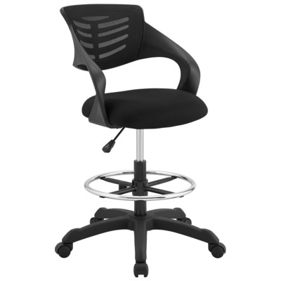 Office Chairs Modway Furniture Thrive Black EEI-3040-BLK 889654122661 Office Chairs Blackebony Drafting Chair Adjustable Lumbar Support Swiv Nylon Black 