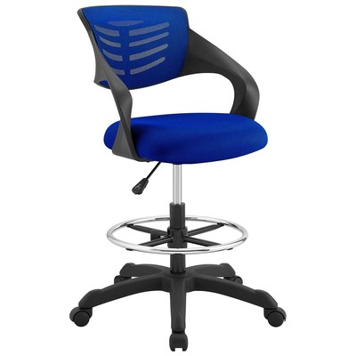 Office Chairs Modway Furniture Thrive Blue EEI-3040-BLU 889654122678 Office Chairs Bluenavytealturquioseindigoaqu Drafting Chair Adjustable Lumbar Support Swiv Nylon Blue 