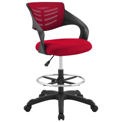 Office Chairs Modway Furniture Thrive Red EEI-3040-RED 889654122708 Office Chairs RedBurgundyruby Drafting Chair Adjustable Lumbar Support Swiv Nylon Red 