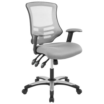 Office Chairs Modway Furniture Calibrate Gray EEI-3042-GRY 889654123194 Office Chairs GrayGrey Adjustable Lumbar Support Swiv Nylon Gray 