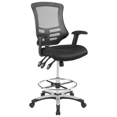 Office Chairs Modway Furniture Calibrate Black EEI-3043-BLK 889654123200 Office Chairs Blackebony Drafting Chair Adjustable Lumbar Support Swiv Nylon Black 